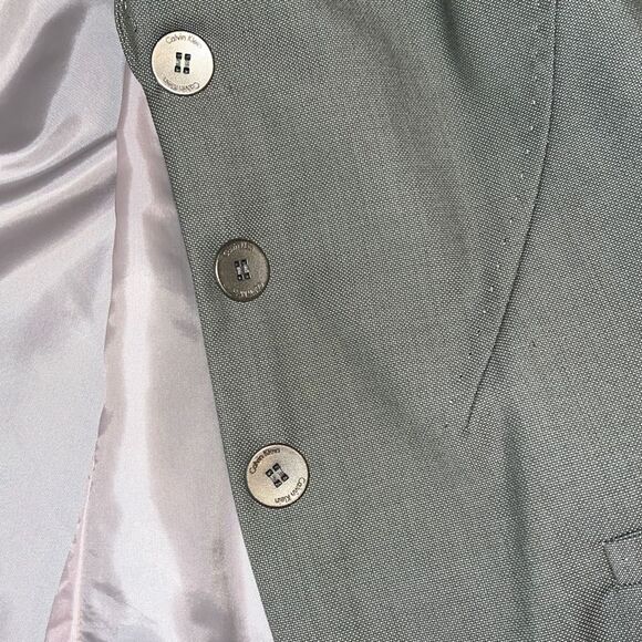 Calvin Klein Women's Collared Khaki Lux Buttoned Blazer Jacket Suit Size 14 - Picture 11 of 12